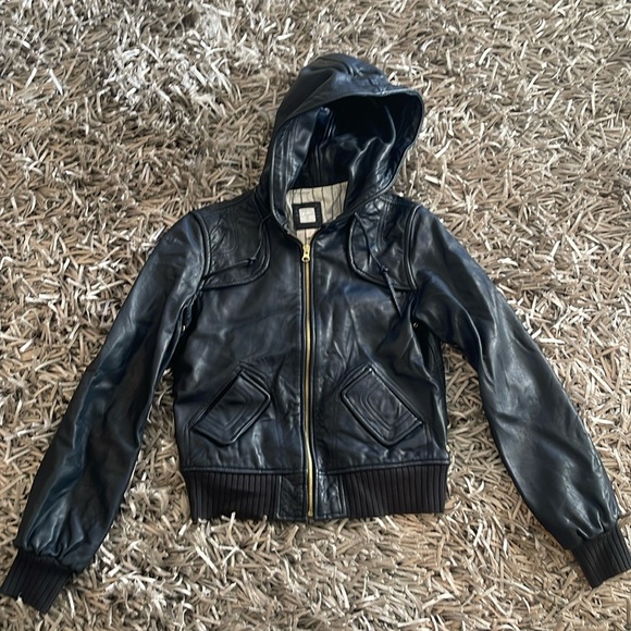 Aqua Jackets & Blazers - Mike & Chris Thick leather hoodie